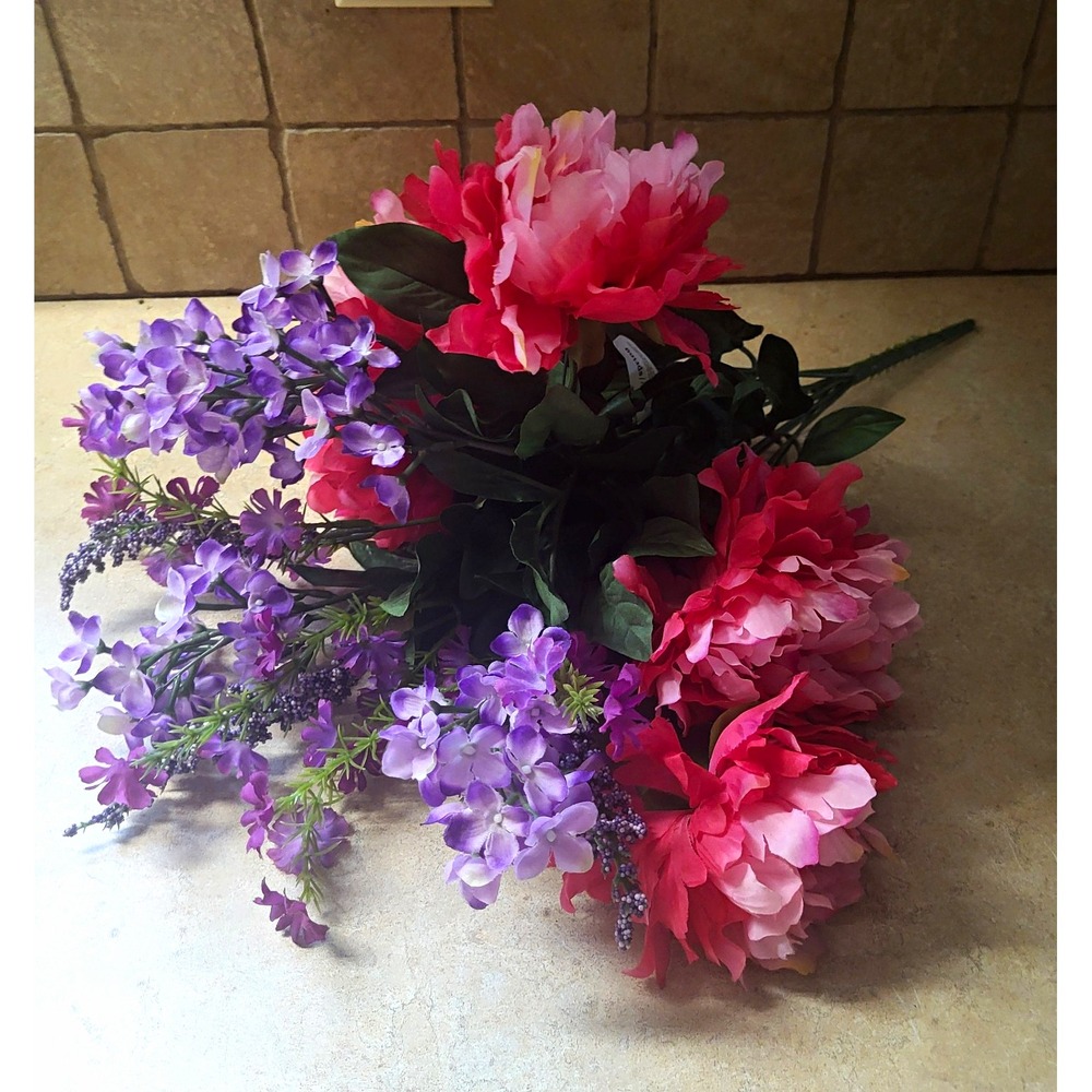 Simply Spring Faux Silk Peony Flower Bush Artificial Floral Arrangement